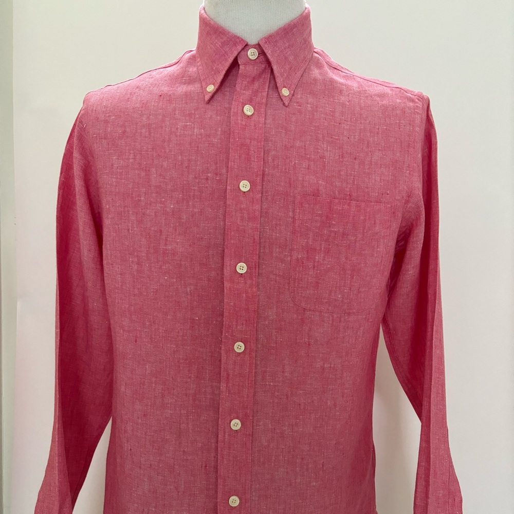 Brooks Brothers.  Men’s Linen rose pink shirt.  Medium.